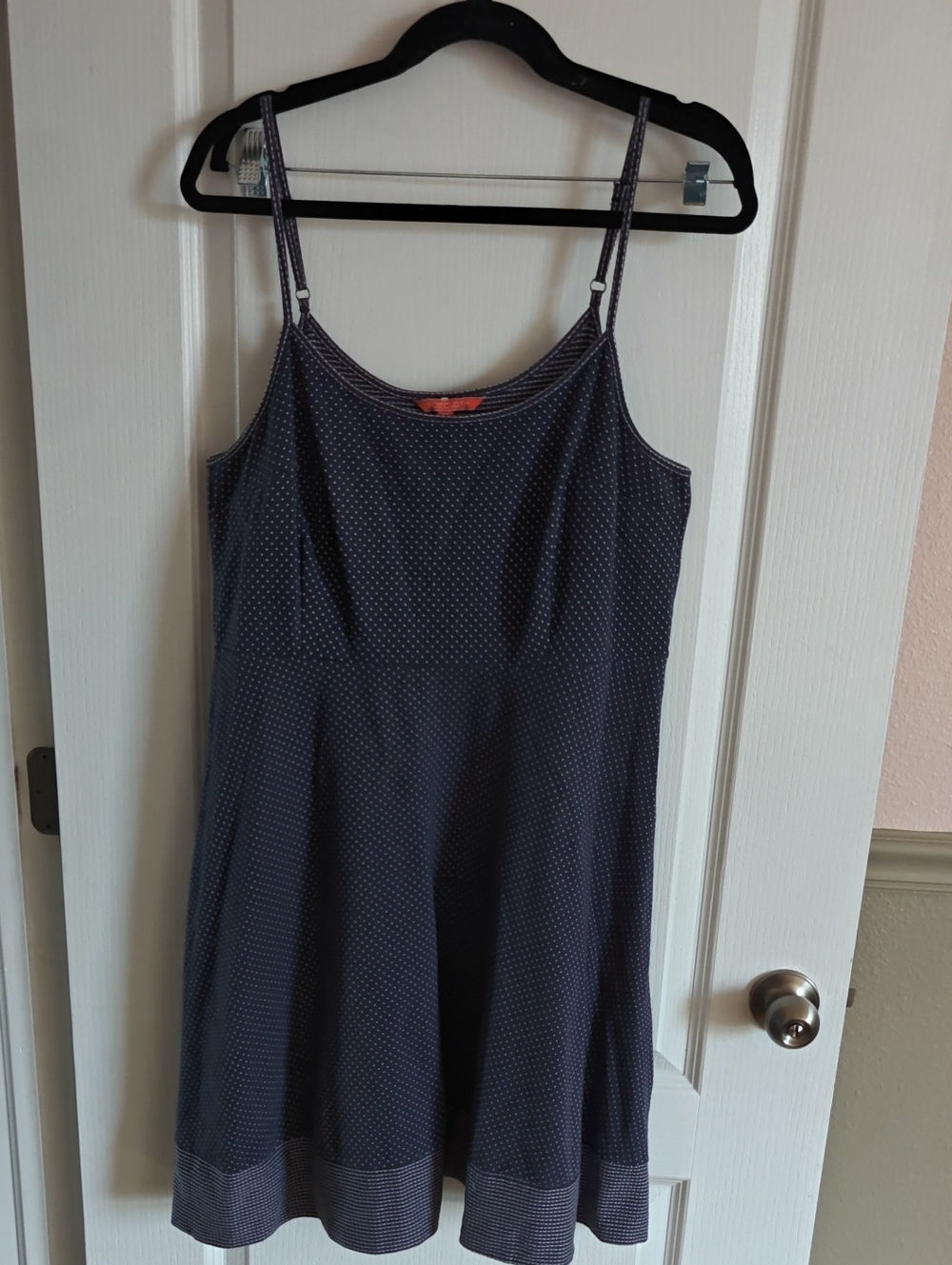 ModCloth Navy Polka Dot Spaghetti Strap Mini Dress